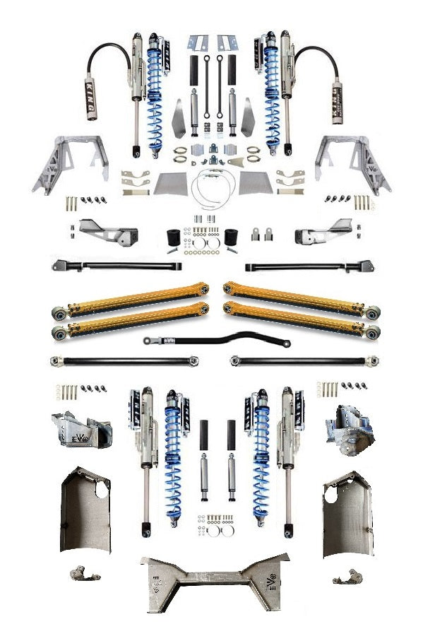 JLU KING Front 2.5 Inch Double Throwdown Rear 2.5/3.0 Inch Coil over Bypass Triangulated Long Arm PRO PLUS, BLACK, 4 Door 2.0 or 3.6L or 392 JEEP WRANGLER